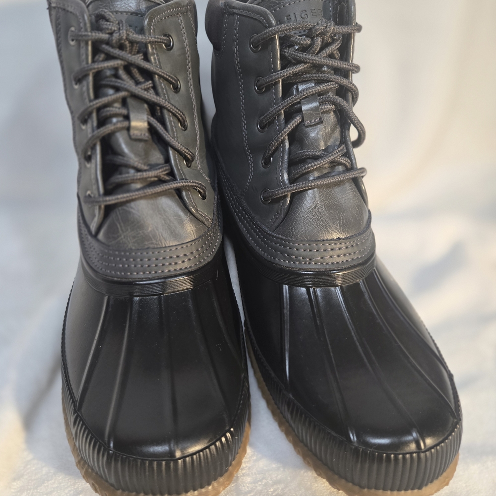 Tommy Hilfiger Black and Brown Men's Rain Boots - Picture 6 of 9